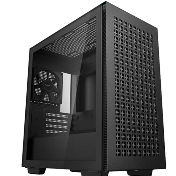 DeepCool CH370 M-ATX Tempered Glass Case, 120mm Rear Fan Pre-Installed, Headphone Stand, up to 360mm Radiators, 2 Switching front panels