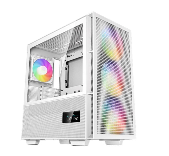 DeepCool CH560 DIGITAL White High Airflow Mid-Tower ATX Case, Digital Status Display, Magnetic Hybrid Mesh,Tempered Glass, 3 Pre-Installed 140mm Fans