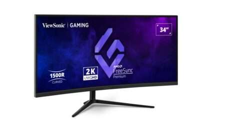 ViewSonic 34′ Curved 3440×1440, 180Hz 1ms 1500R, HDR10, Adaptive Sync, 2x HDMI, 2x DP, Speaker, VESA 100, VX3418-2K Office Gaming Ultra Wide Monitor
